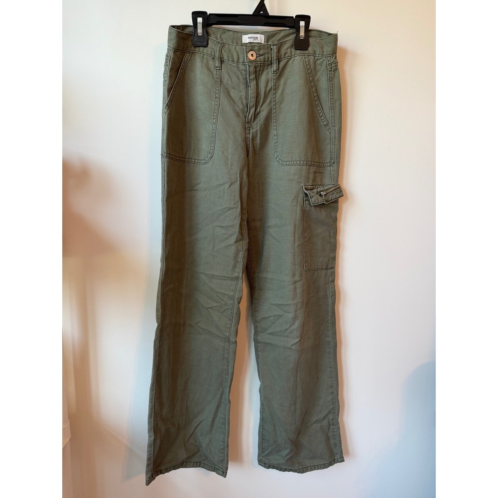 Kensie Jeans Womens Olive Green Cargo Pants Wide Leg Utility Trousers Size 2/26